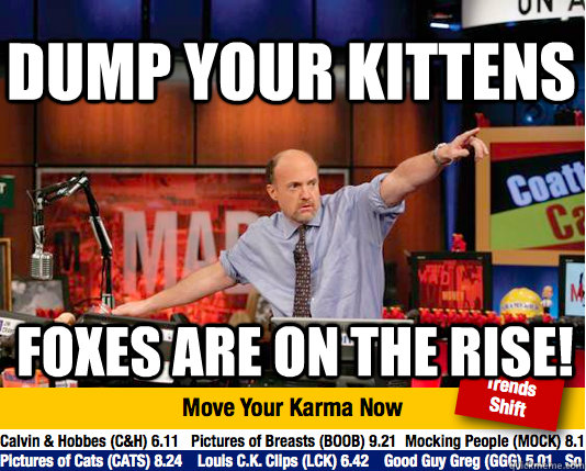 dump your kittens foxes are on the rise! - dump your kittens foxes are on the rise!  Mad Karma with Jim Cramer