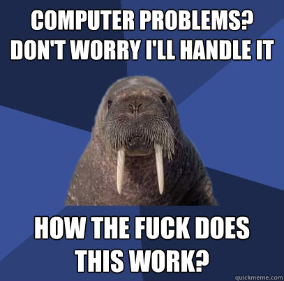 Computer problems? Don't worry i'll handle it how the fuck does this work?  