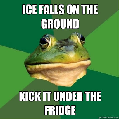 Ice falls on the ground Kick it under the fridge - Ice falls on the ground Kick it under the fridge  Foul Bachelor Frog