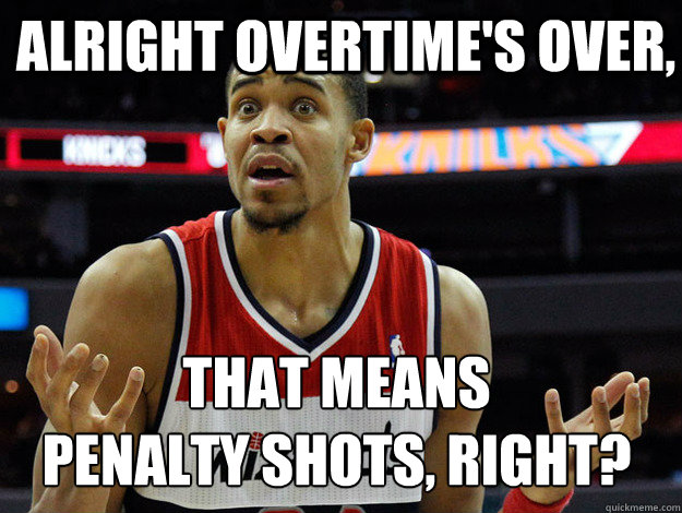 Alright overtime's over, that means
penalty shots, right?  JaVale McGee