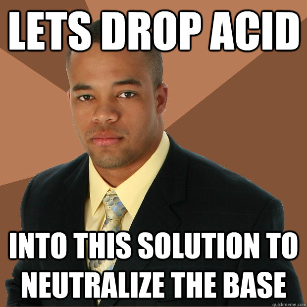 lets drop acid into this solution to neutralize the base  Successful Black Man