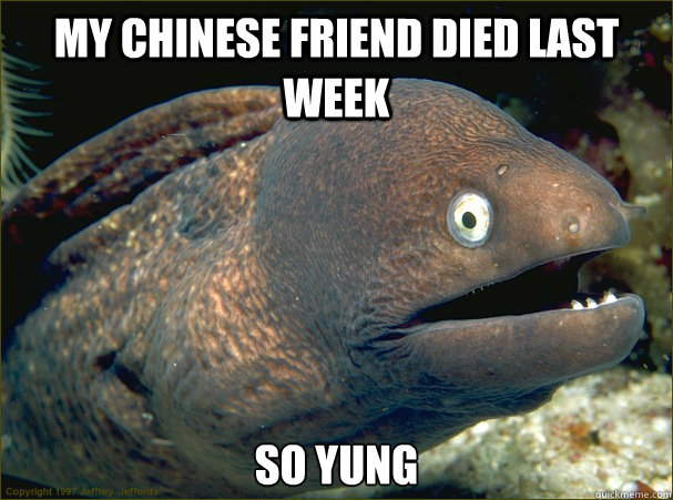 My Chinese friend died last week So yung - My Chinese friend died last week So yung  Bad Joke Eel