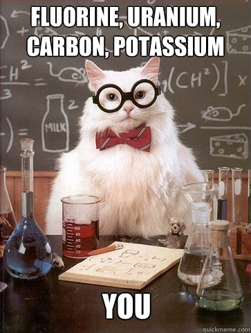 Fluorine, Uranium, carbon, potassium you  Chemistry Cat