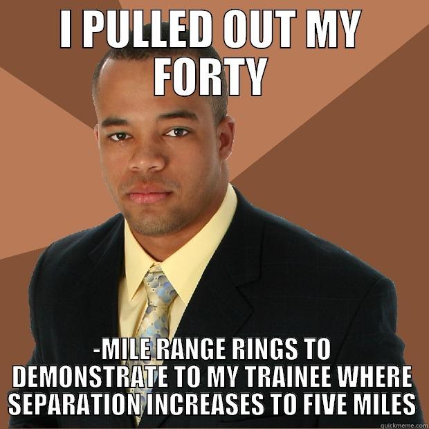 I PULLED OUT MY FORTY -MILE RANGE RINGS TO DEMONSTRATE TO MY TRAINEE WHERE SEPARATION INCREASES TO FIVE MILES Successful Black Man