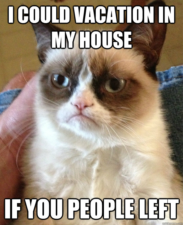 I could vacation in my house if you people left  Grumpy Cat