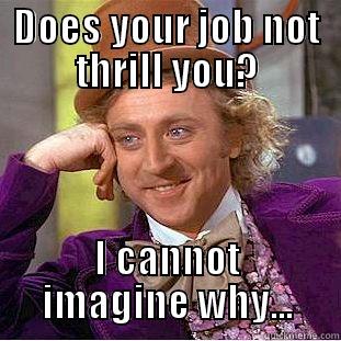 DOES YOUR JOB NOT THRILL YOU? I CANNOT IMAGINE WHY... Condescending Wonka