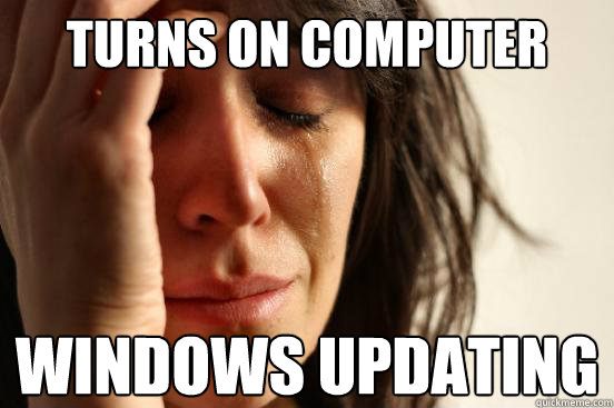 turns on computer windows updating  First World Problems