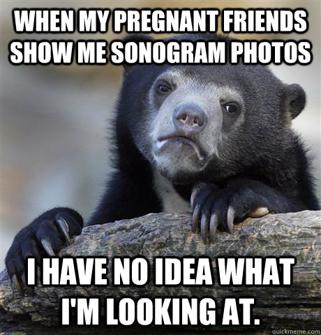 When my pregnant friends show me sonogram photos I have no idea what I'm looking at.  - When my pregnant friends show me sonogram photos I have no idea what I'm looking at.   Confession Bear