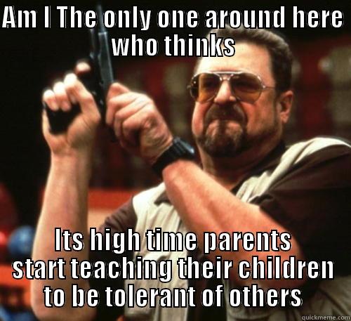 AM I THE ONLY ONE AROUND HERE WHO THINKS ITS HIGH TIME PARENTS START TEACHING THEIR CHILDREN TO BE TOLERANT OF OTHERS Am I The Only One Around Here