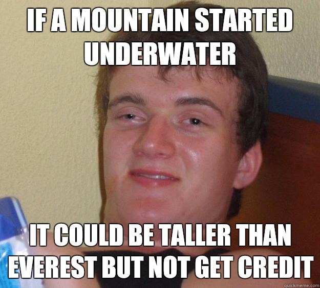 If a mountain started underwater It could be taller than Everest but not get credit  10 Guy