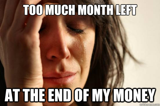 Too much month left at the end of my money  First World Problems