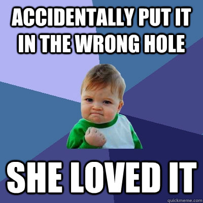 accidentally put it in the wrong hole she loved it - accidentally put it in the wrong hole she loved it  Success Kid