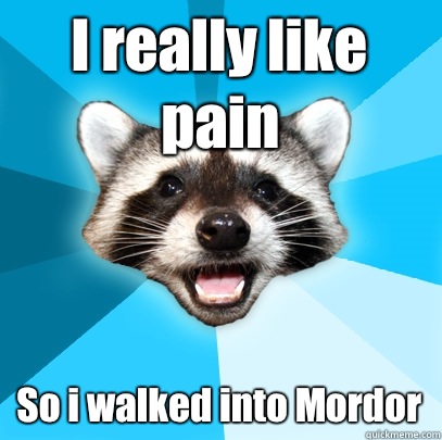 I really like pain So i walked into Mordor - I really like pain So i walked into Mordor  Lame Pun Coon