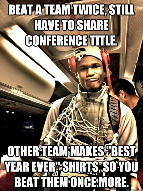 Beat a team twice, still have to share conference title. other team makes 