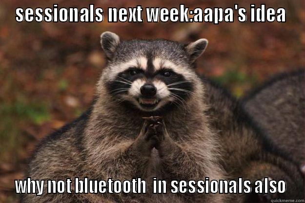 SESSIONALS NEXT WEEK:AAPA'S IDEA WHY NOT BLUETOOTH  IN SESSIONALS ALSO Evil Plotting Raccoon