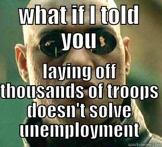 Congress Logic  - WHAT IF I TOLD YOU LAYING OFF THOUSANDS OF TROOPS DOESN'T SOLVE UNEMPLOYMENT Matrix Morpheus