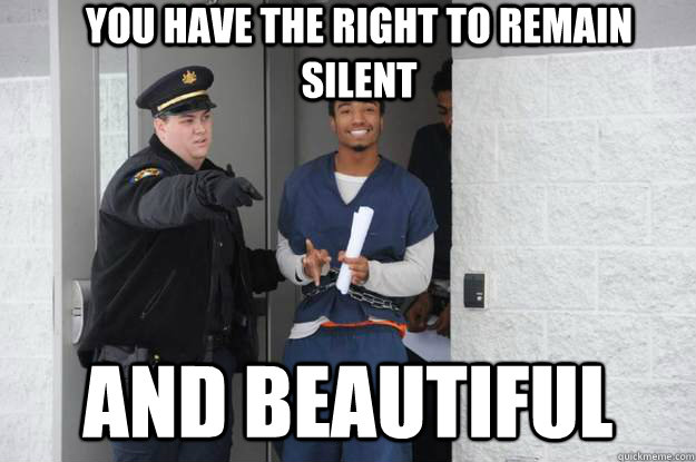 You have the right to remain silent And beautiful  Ridiculously Photogenic Prisoner