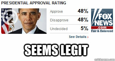 Seems Legit  Fox News Obama approval rating