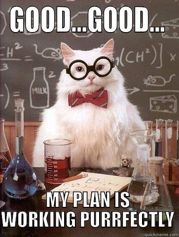 GOOD...GOOD... MY PLAN IS WORKING PURRFECTLY Chemistry Cat