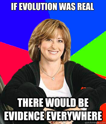 If evolution was real there would be evidence everywhere - If evolution was real there would be evidence everywhere  Sheltering Suburban Mom