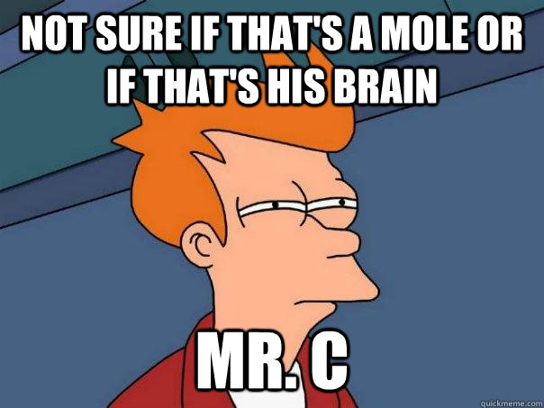 Not sure if that's a mole or if that's his brain Mr. C - Not sure if that's a mole or if that's his brain Mr. C  Futurama Fry