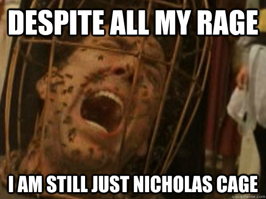 despite all my rage I am still just Nicholas Cage  