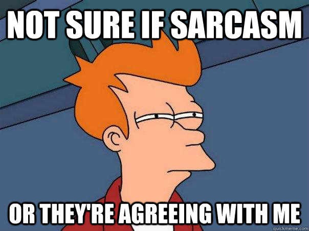 Not sure if sarcasm Or they're agreeing with me  Futurama Fry