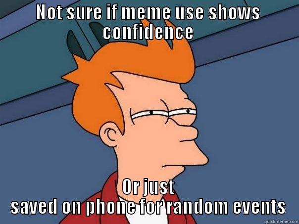 NOT SURE IF MEME USE SHOWS CONFIDENCE OR JUST SAVED ON PHONE FOR RANDOM EVENTS Futurama Fry