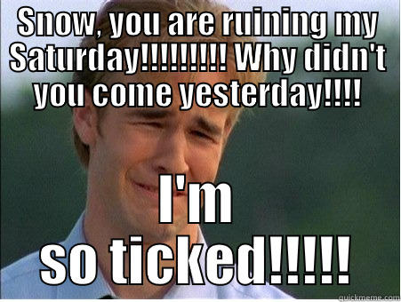 I'm so ticked!!!!! - SNOW, YOU ARE RUINING MY SATURDAY!!!!!!!!! WHY DIDN'T YOU COME YESTERDAY!!!! I'M SO TICKED!!!!! 1990s Problems