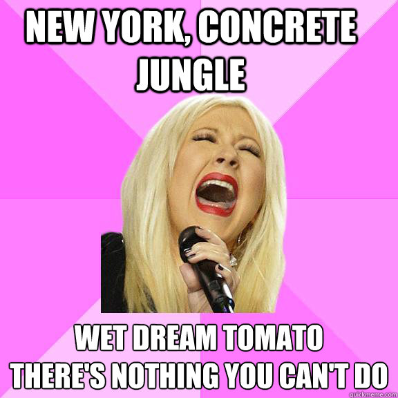 New York, Concrete Jungle Wet Dream Tomato
There's nothing you can't do  Wrong Lyrics Christina