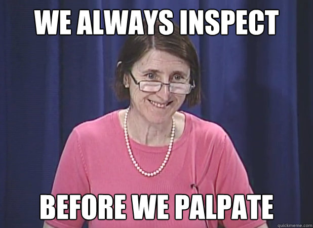 We always inspect Before we palpate  Drake