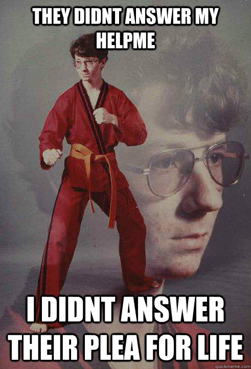 They didnt answer my helpme I didnt answer their plea for life - They didnt answer my helpme I didnt answer their plea for life  Karate Kyle