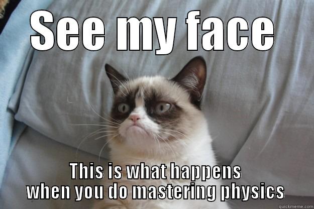 SEE MY FACE THIS IS WHAT HAPPENS WHEN YOU DO MASTERING PHYSICS Grumpy Cat