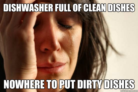 Dishwasher full of clean dishes nowhere to put dirty dishes - Dishwasher full of clean dishes nowhere to put dirty dishes  First World Problems