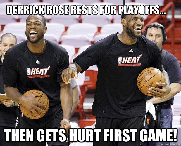 Derrick Rose rests for playoffs... Then gets hurt first game!  Drose hurt