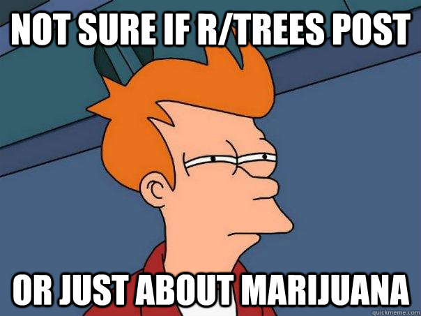 Not sure if r/trees post Or just about marijuana  Futurama Fry