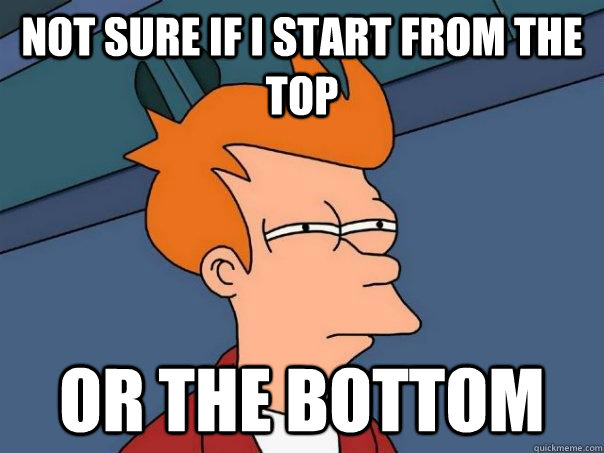 Not sure if i start from the top or the bottom  Futurama Fry