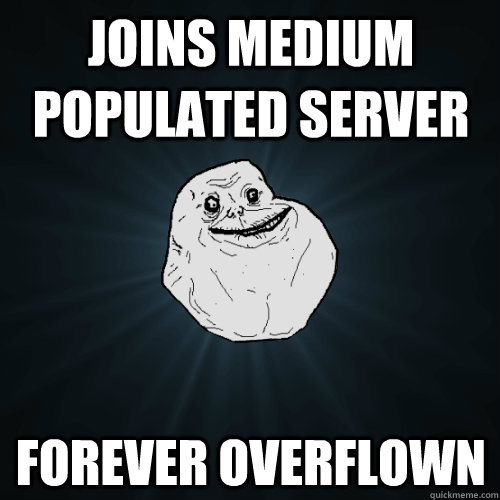 Joins Medium Populated Server Forever Overflown  Forever Alone