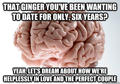 That Ginger you've been wanting to date for only, six years? Yeah, let's dream about how we're helplessly in love and the perfect couple  Scumbag Brain