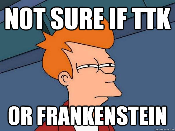 not sure if ttk or frankenstein  Futurama Fry