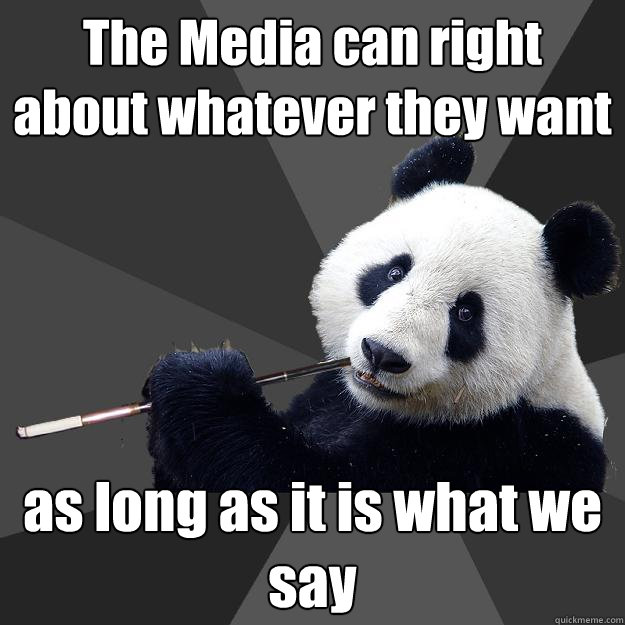 The Media can right about whatever they want as long as it is what we say  Propapanda