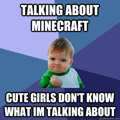 Talking about minecraft cute girls don't know what im talking about  Success Kid