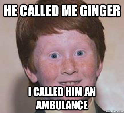 He called me ginger I called him an ambulance - He called me ginger I called him an ambulance  Over Confident Ginger