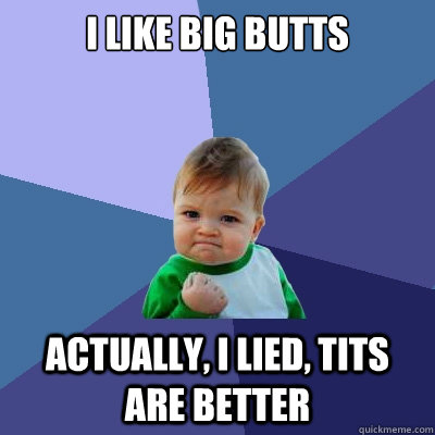 I like big butts Actually, I lied, tits are better  Success Kid