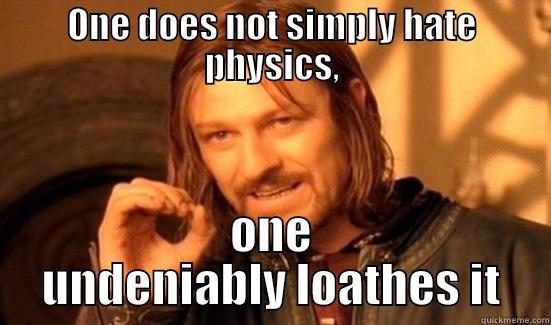 Death to physics - ONE DOES NOT SIMPLY HATE PHYSICS, ONE UNDENIABLY LOATHES IT Boromir