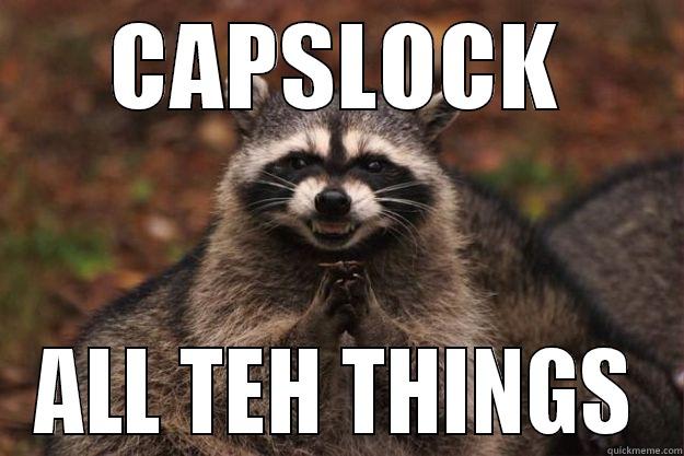 CAPSLOCK ALL TEH THINGS Evil Plotting Raccoon