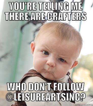 YOU'RE TELLING ME THERE ARE CRAFTERS WHO DON'T FOLLOW @LEISUREARTSINC? skeptical baby