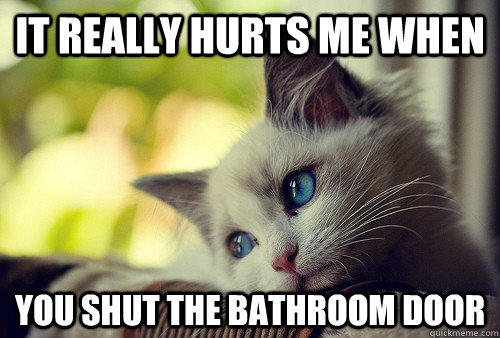 It really hurts me when You shut the bathroom door  