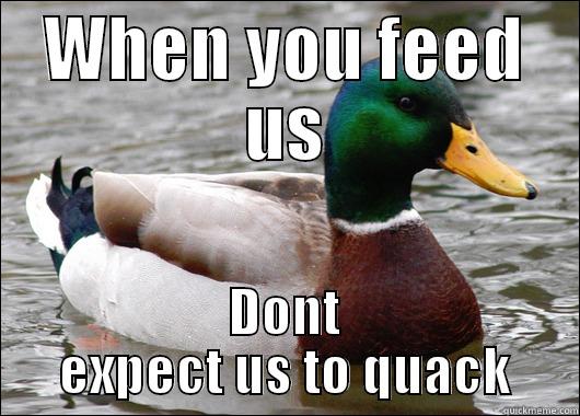 Duck (XL) - WHEN YOU FEED US DONT EXPECT US TO QUACK Actual Advice Mallard