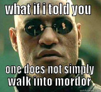 WHAT IF I TOLD YOU  ONE DOES NOT SIMPLY WALK INTO MORDOR Matrix Morpheus